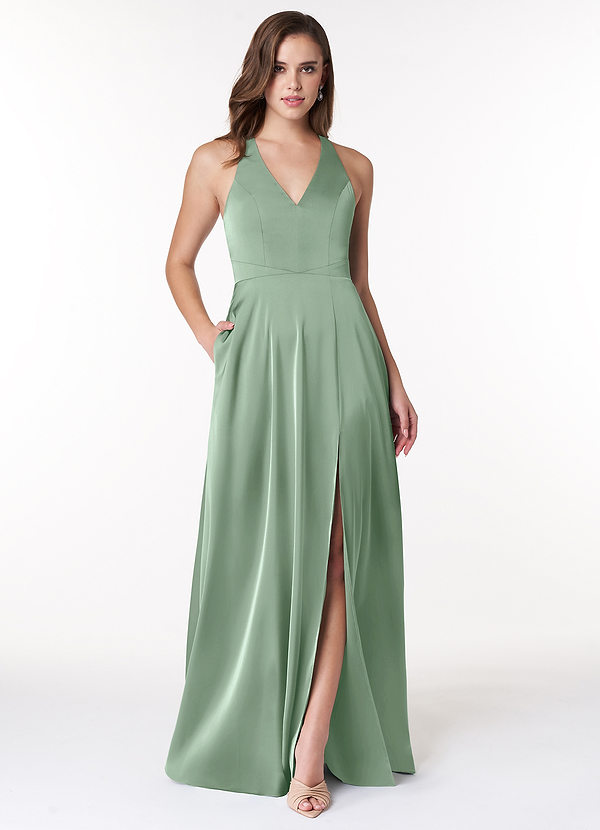 Agave Azazie Ceria Stretch Satin Dress Bridesmaid Dresses Azazie