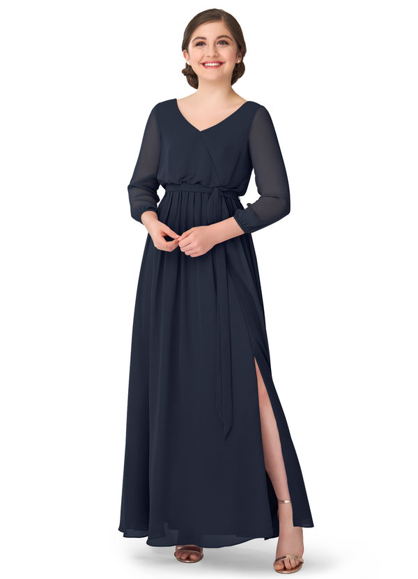 Dark Navy Azazie Angelica JBD Junior Bridesmaid Dresses Azazie