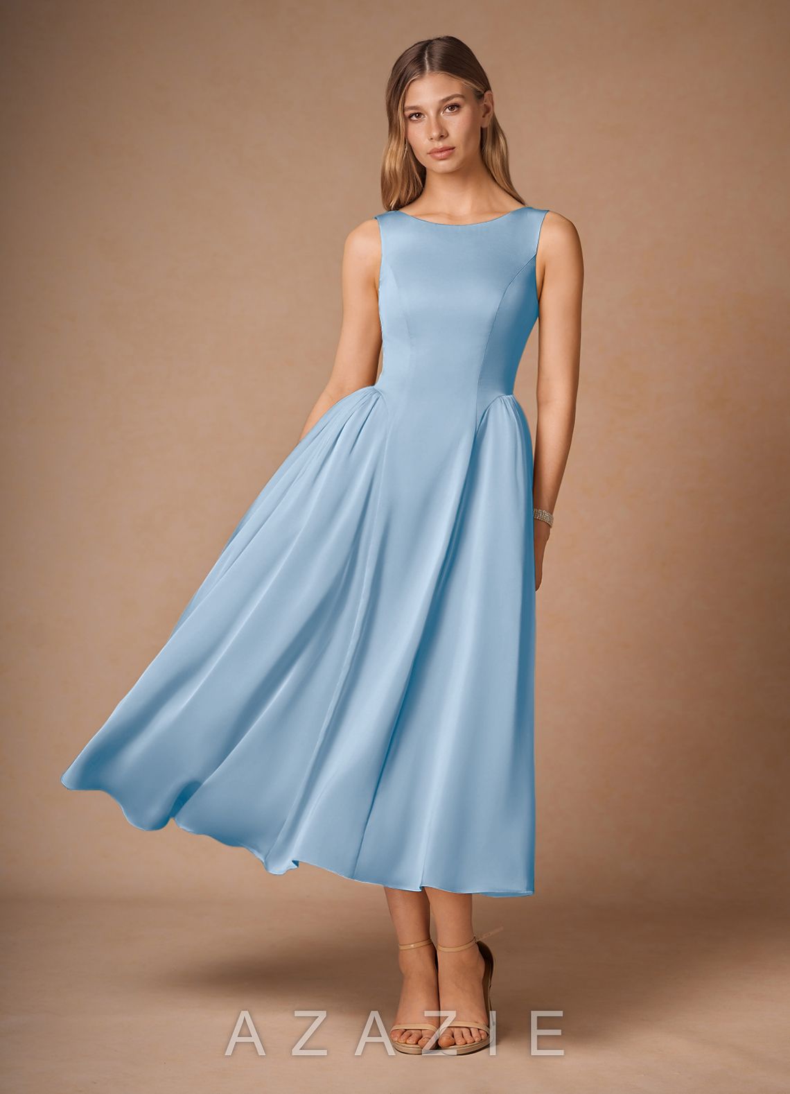 Casey Powder Blue Midi Dress-AZAZIE|23609