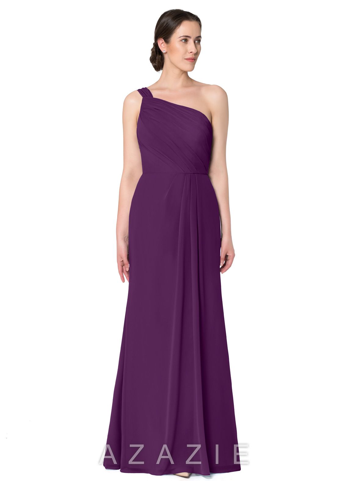 Cheap Long Purple One Sholder Dress