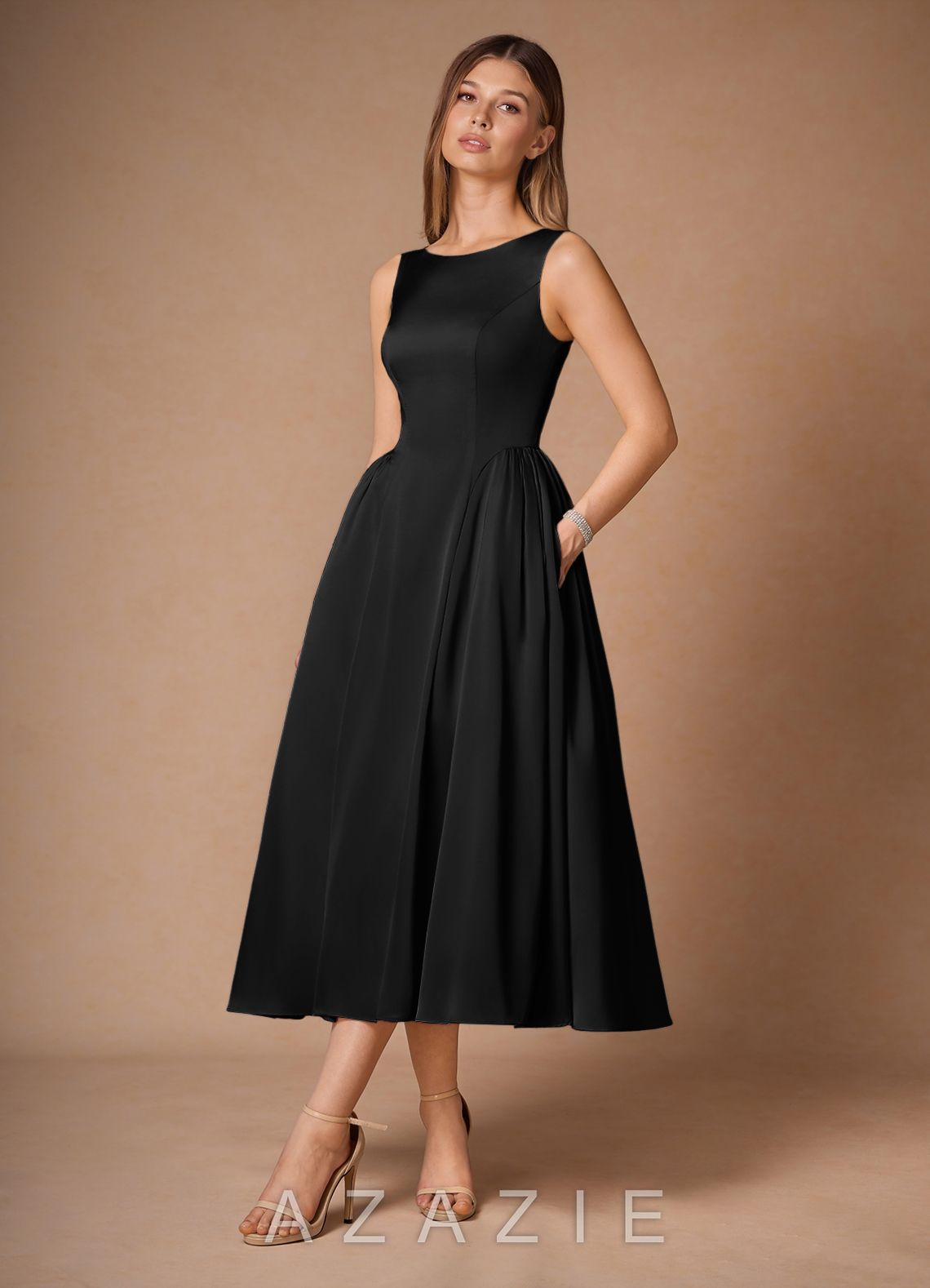 Casey Black Midi Dress-AZAZIE|23612