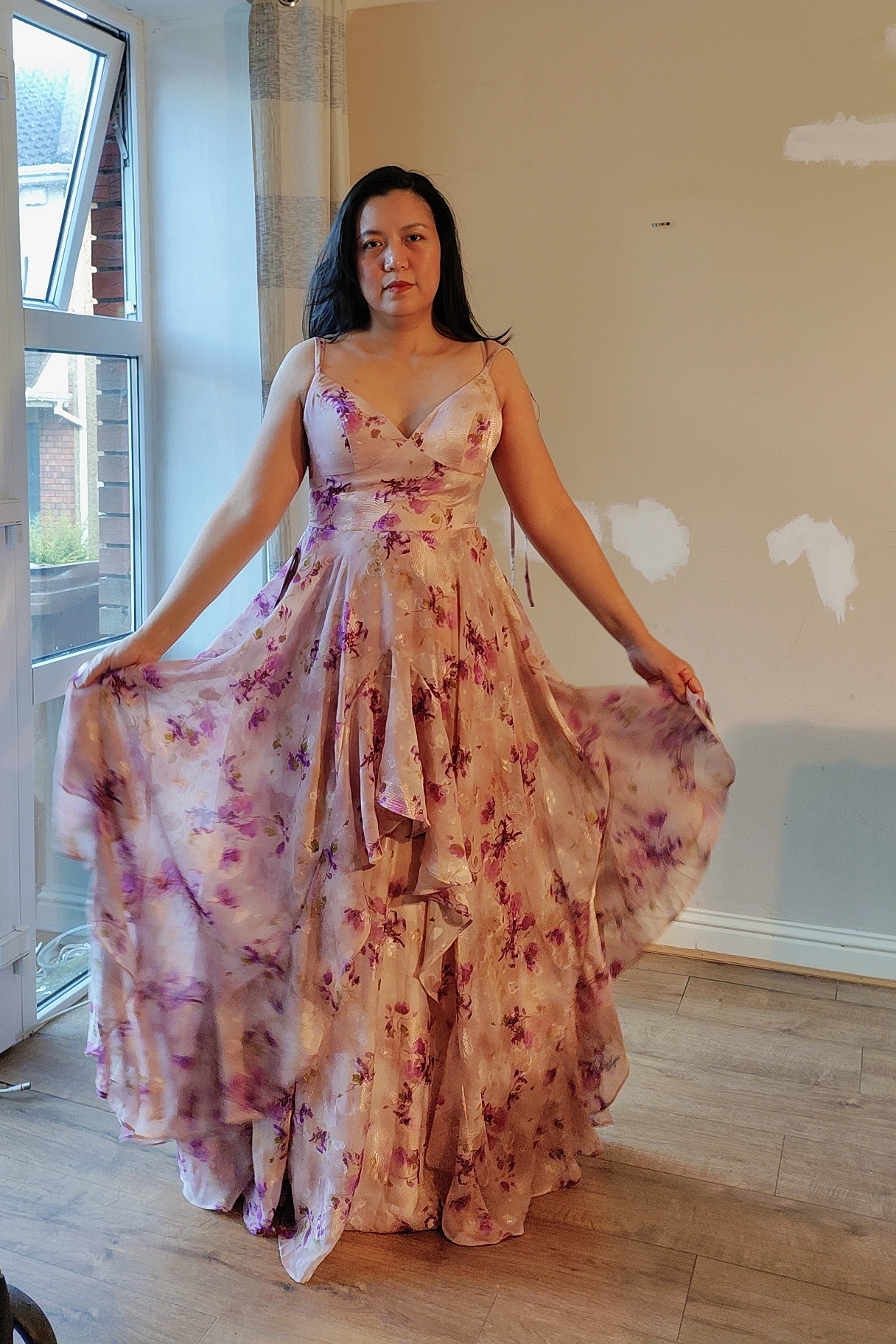 knee length dresses for ladies Frilly Tiered Floral Maxi Dress – Hidden Harmony main image 0