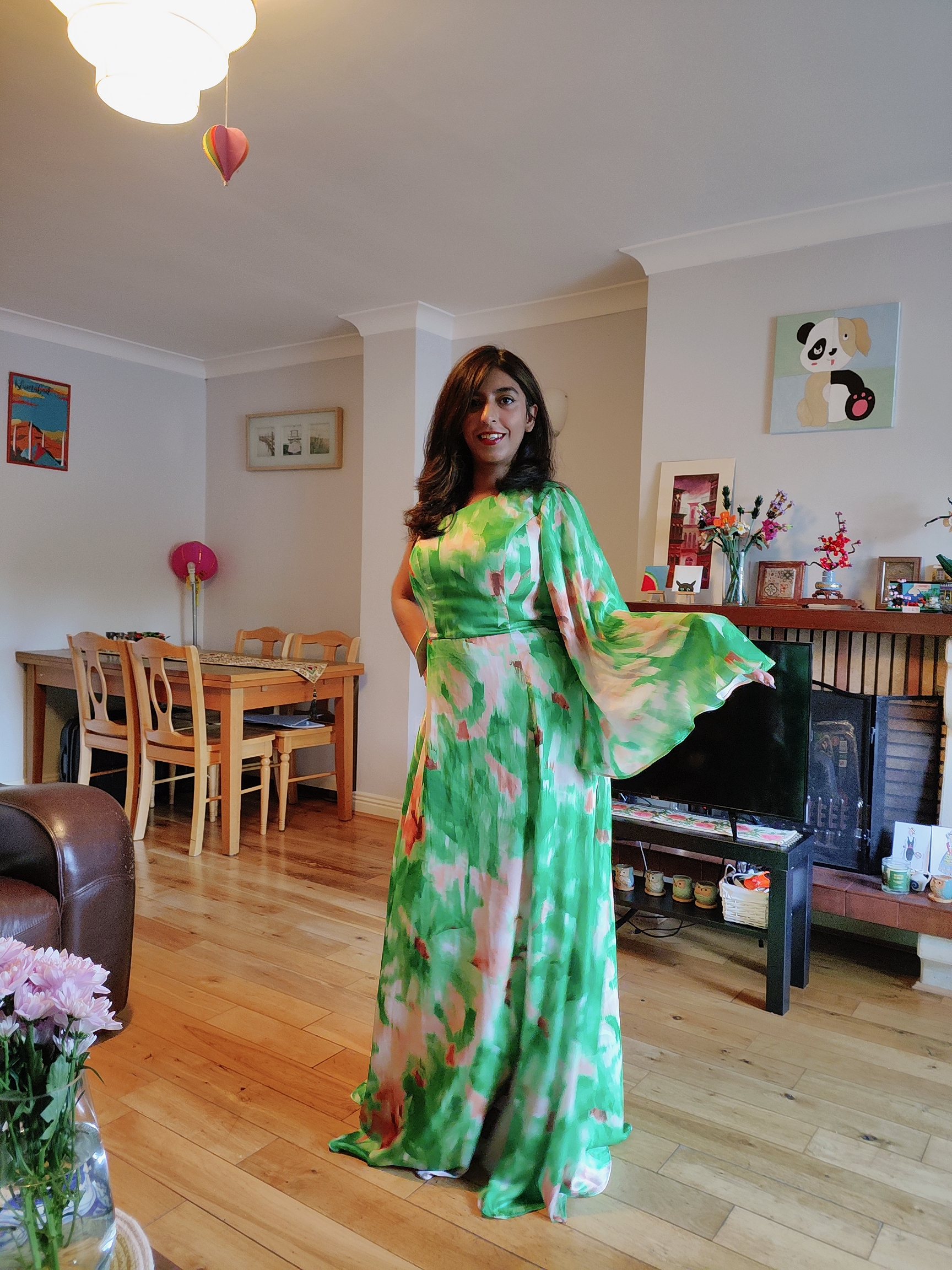 Caprice Green Rainforest Print Maxi Dress | Azazie