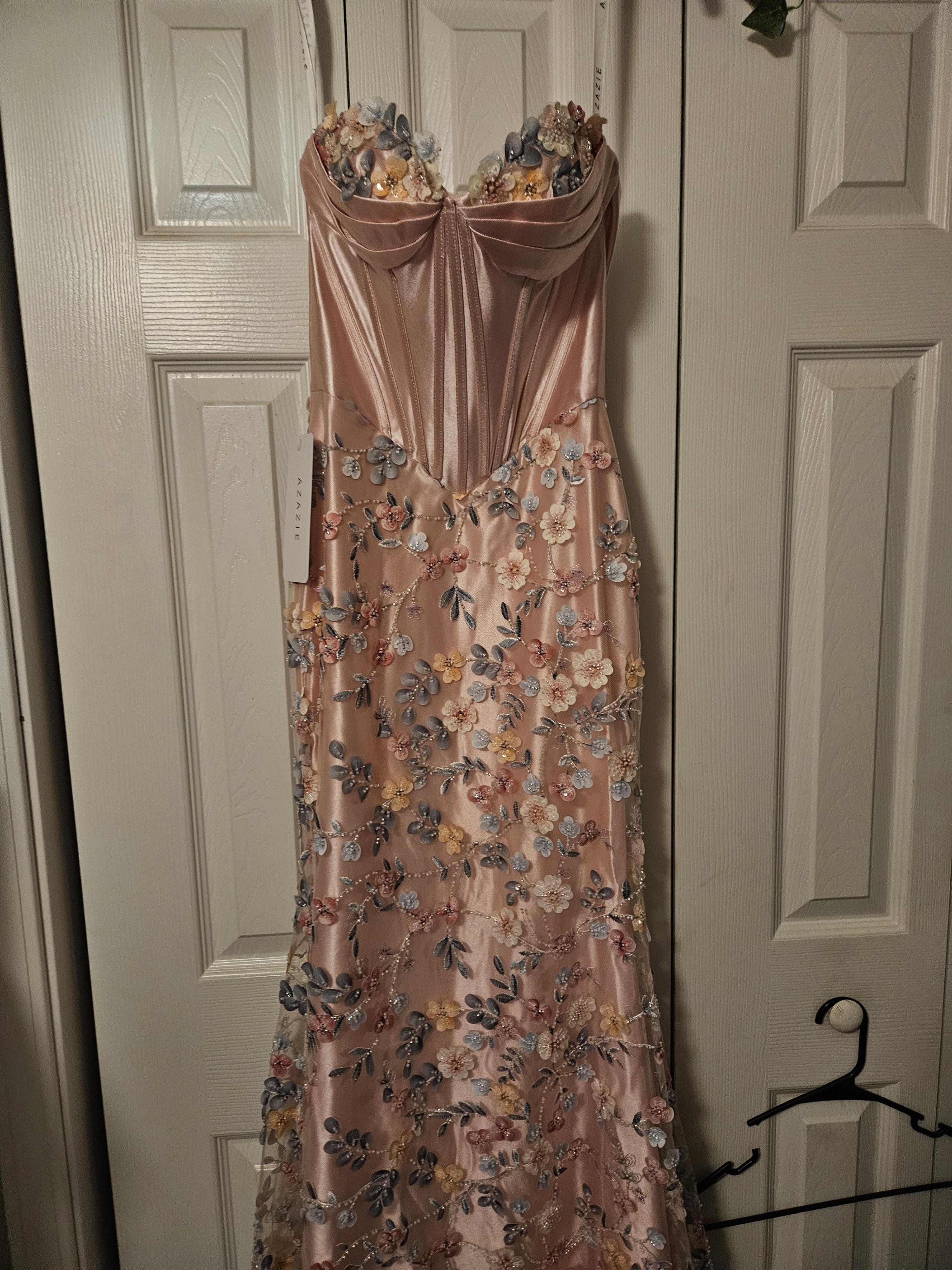 Maeve Blushing Pink 3D Flower Prom Dress | Azazie