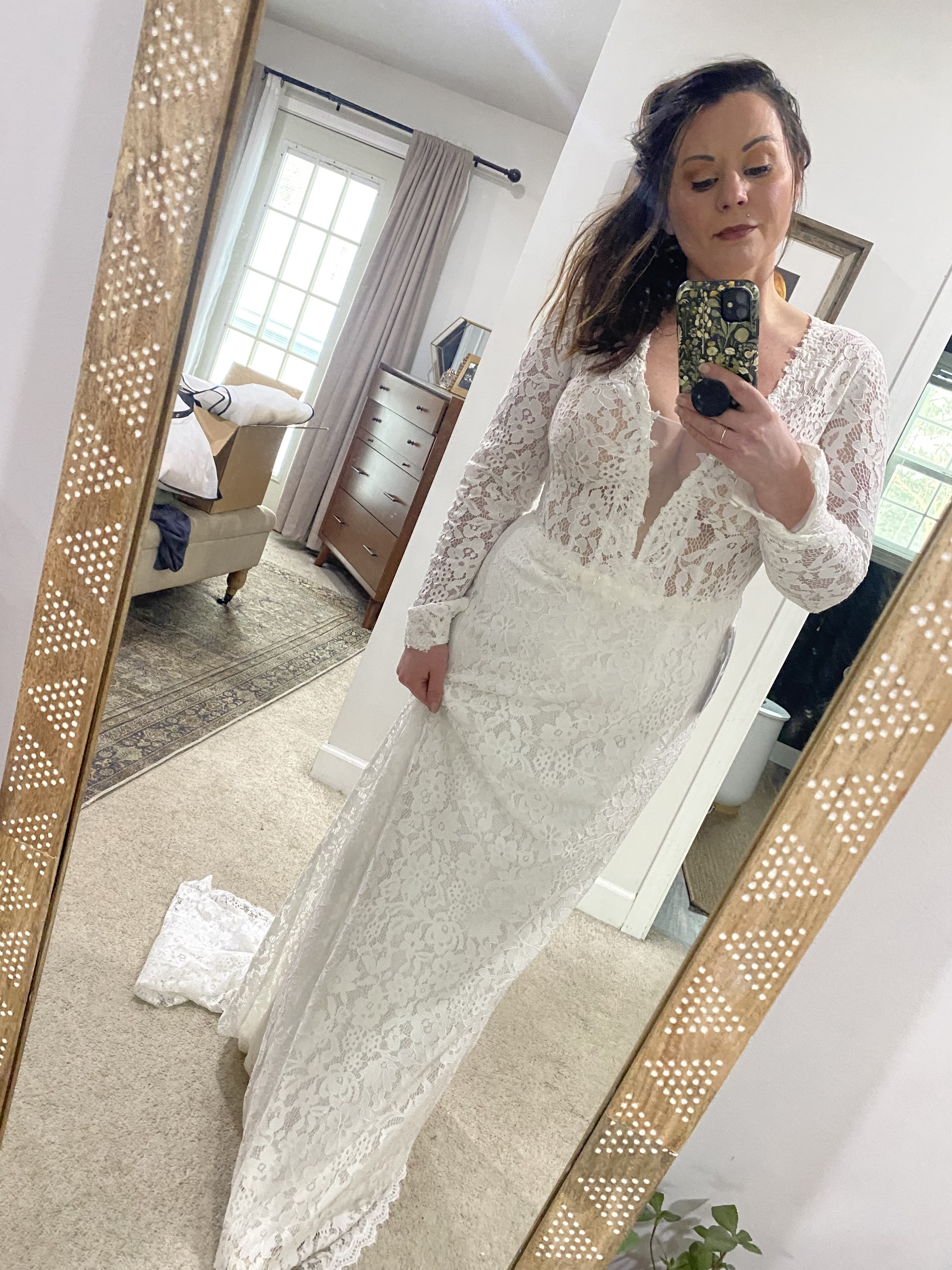 cream sheath wedding dress Cream Lace Wedding Dress