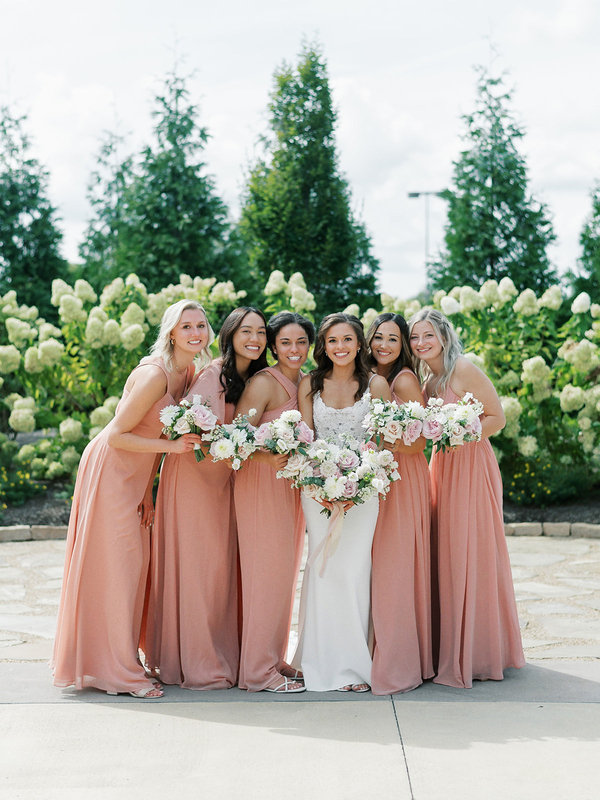 Blush Wedding Dress Coral Bridesmaids Auburn Bridesmaid Dresses