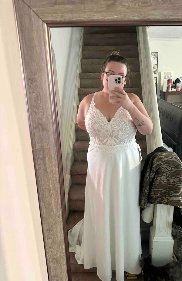 Azazie Clementina Diamond White Nude A-Line V-Neck Sequins Azazie Clementina Diamond White Nude A-Line V-Neck Sequins