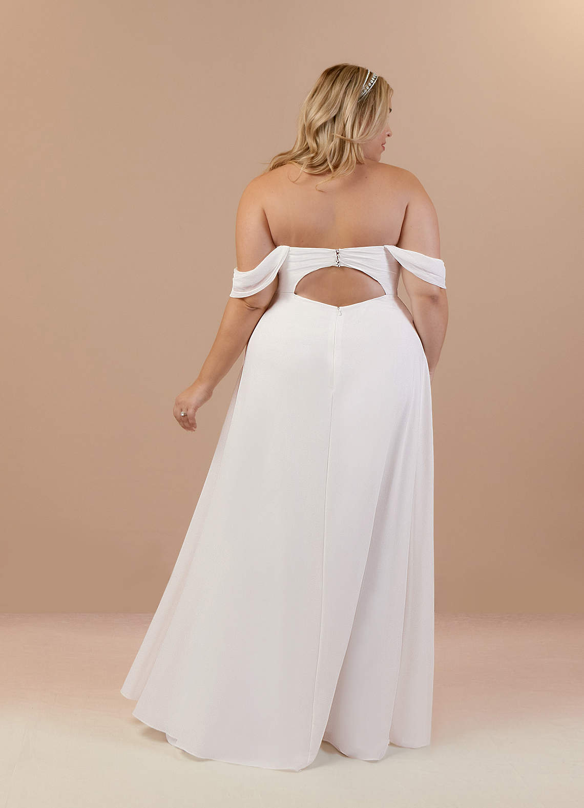 Azazie Ava Wedding Dresses Diamond White A-Line Off the Shoulder Stretch Chiffon Dress image7