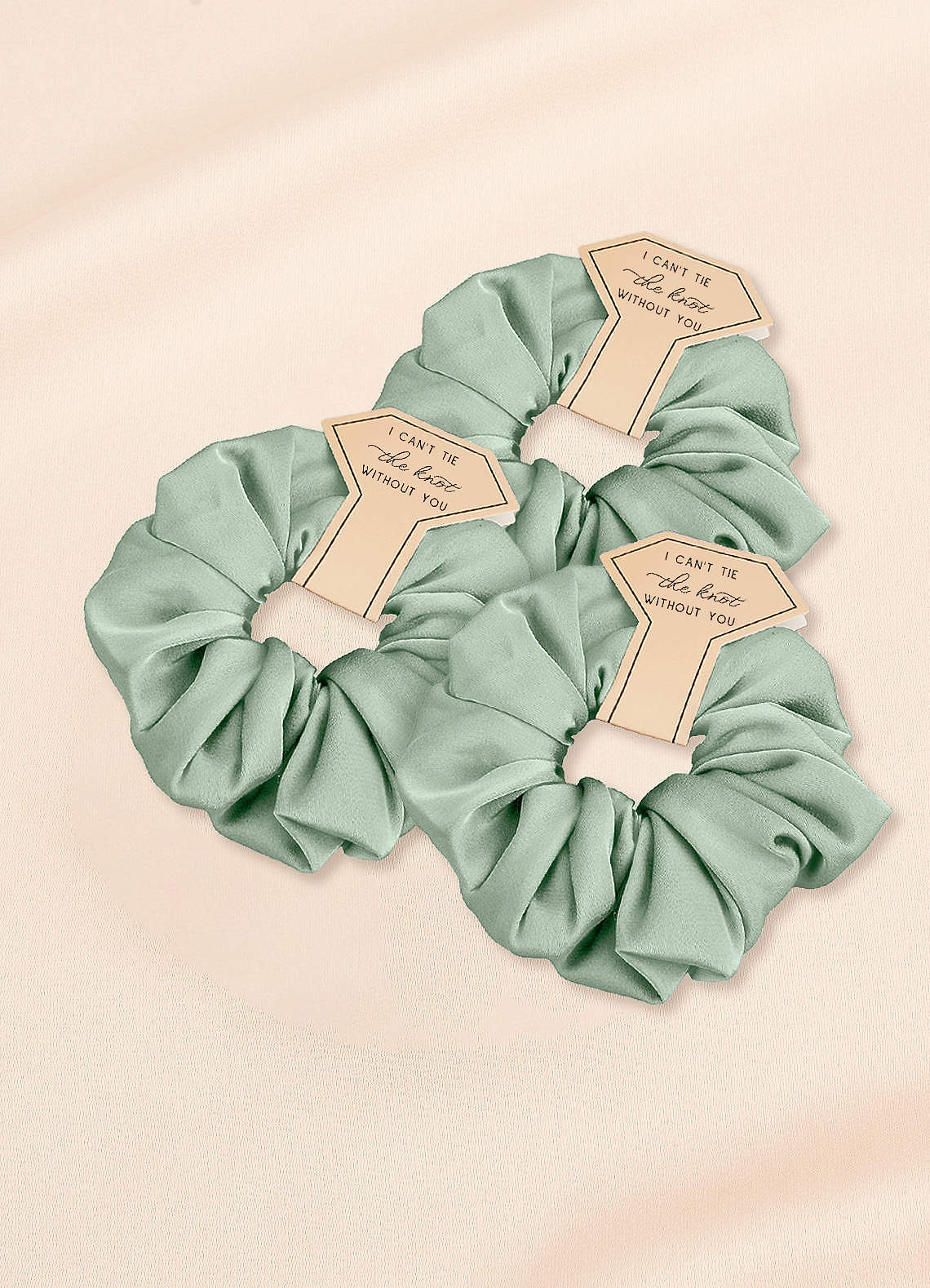 front Three-Piece Bridesmaid Stretch Satin Over Size Scrunchie Set