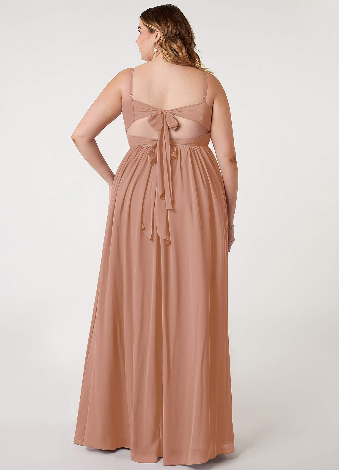 Azazie Zeya Bridesmaid Dresses Champagne Rose A-Line V-Neck Pleated Chiffon Dress image6