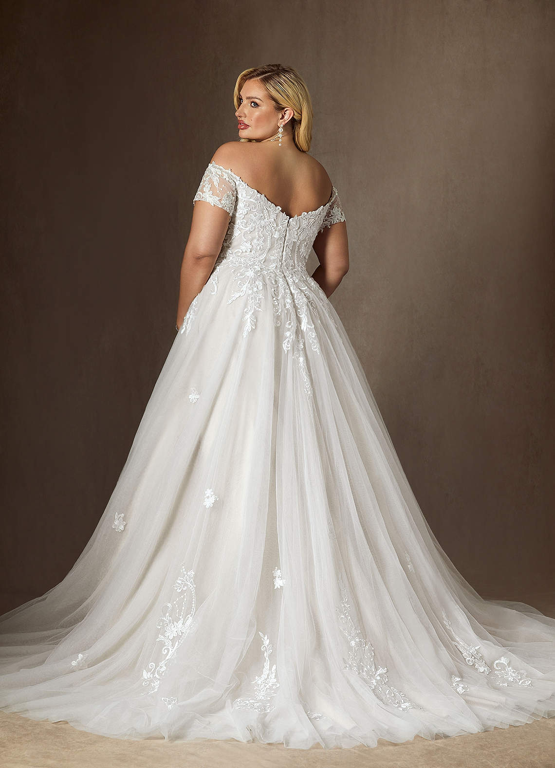Azazie Rowe Wedding Dresses Diamond White Ball-Gown Off the Shoulder Tulle Dress image9