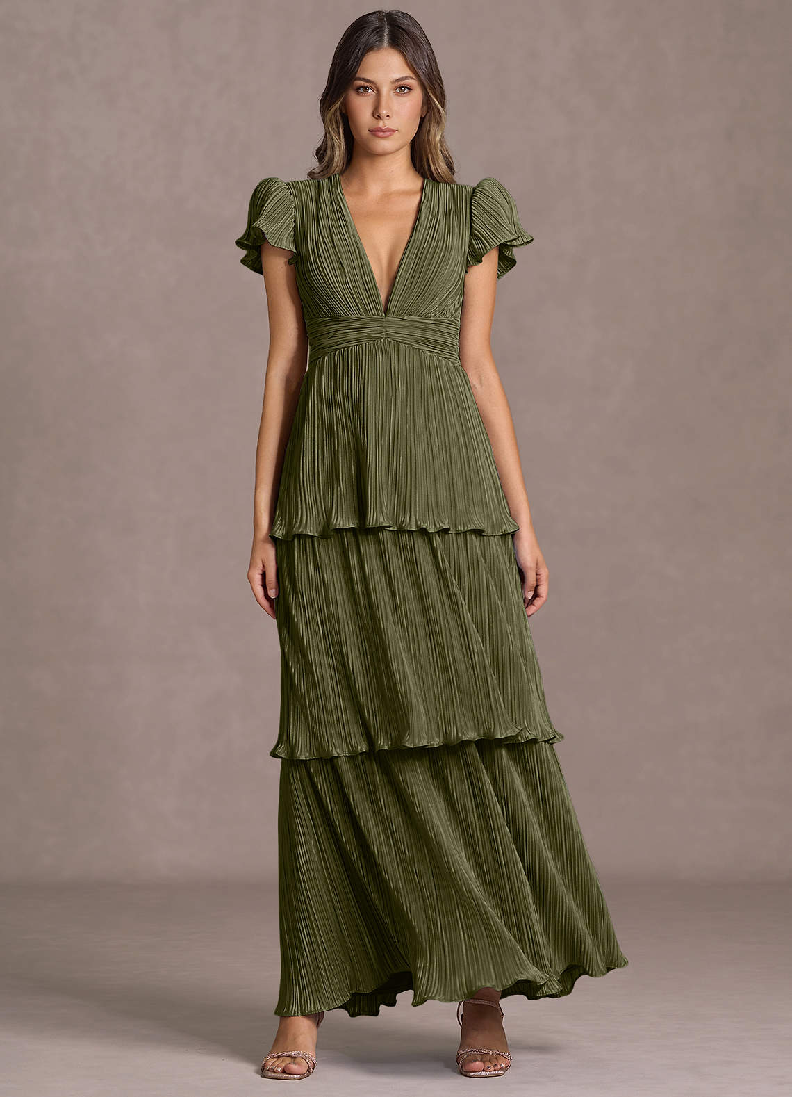 Talira Moss Green Maxi Dress Ready to Ship | Azazie