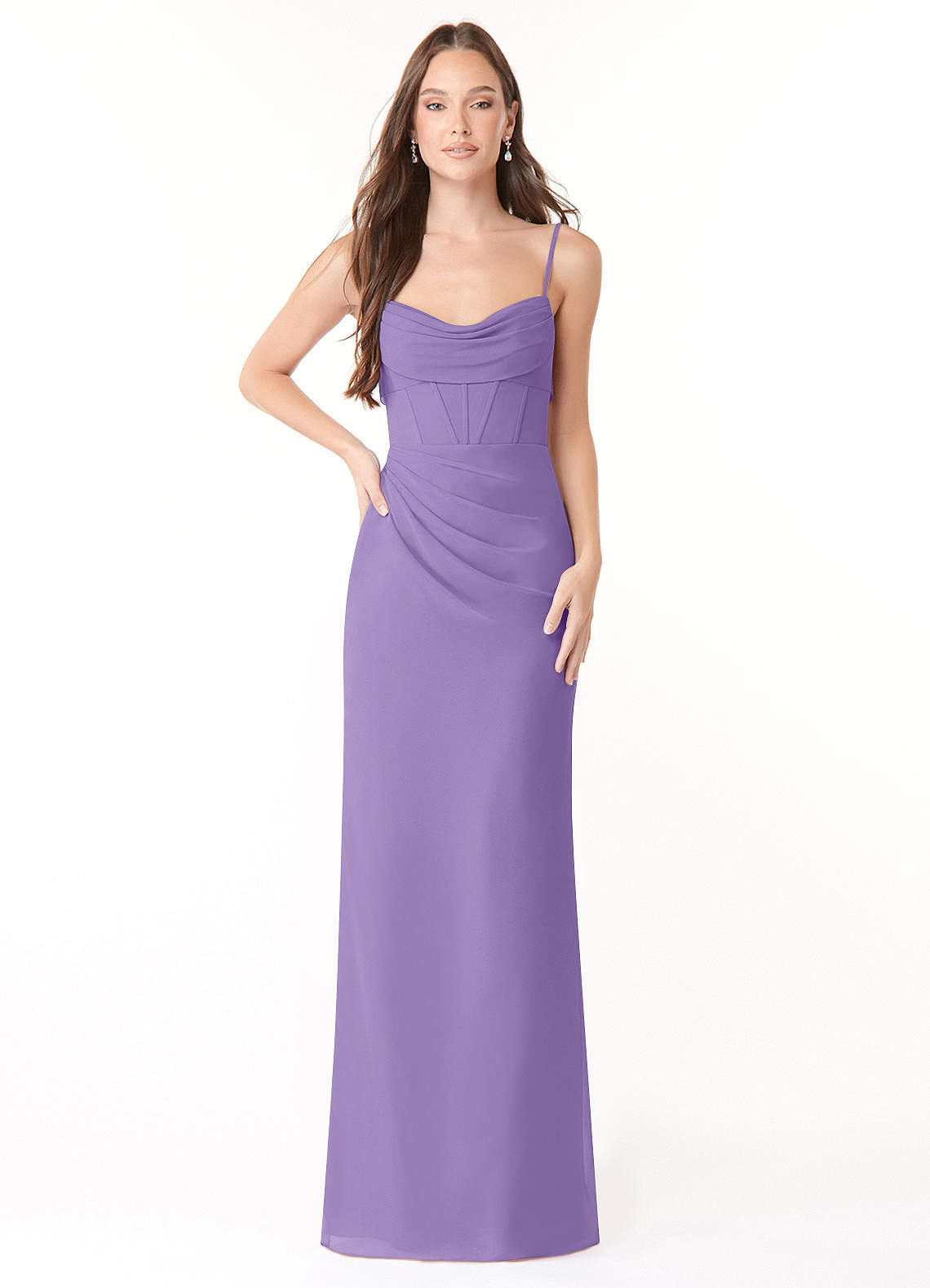Azazie Mai Bridesmaid Dresses Tahiti Sheath Pleated Chiffon Dress image1
