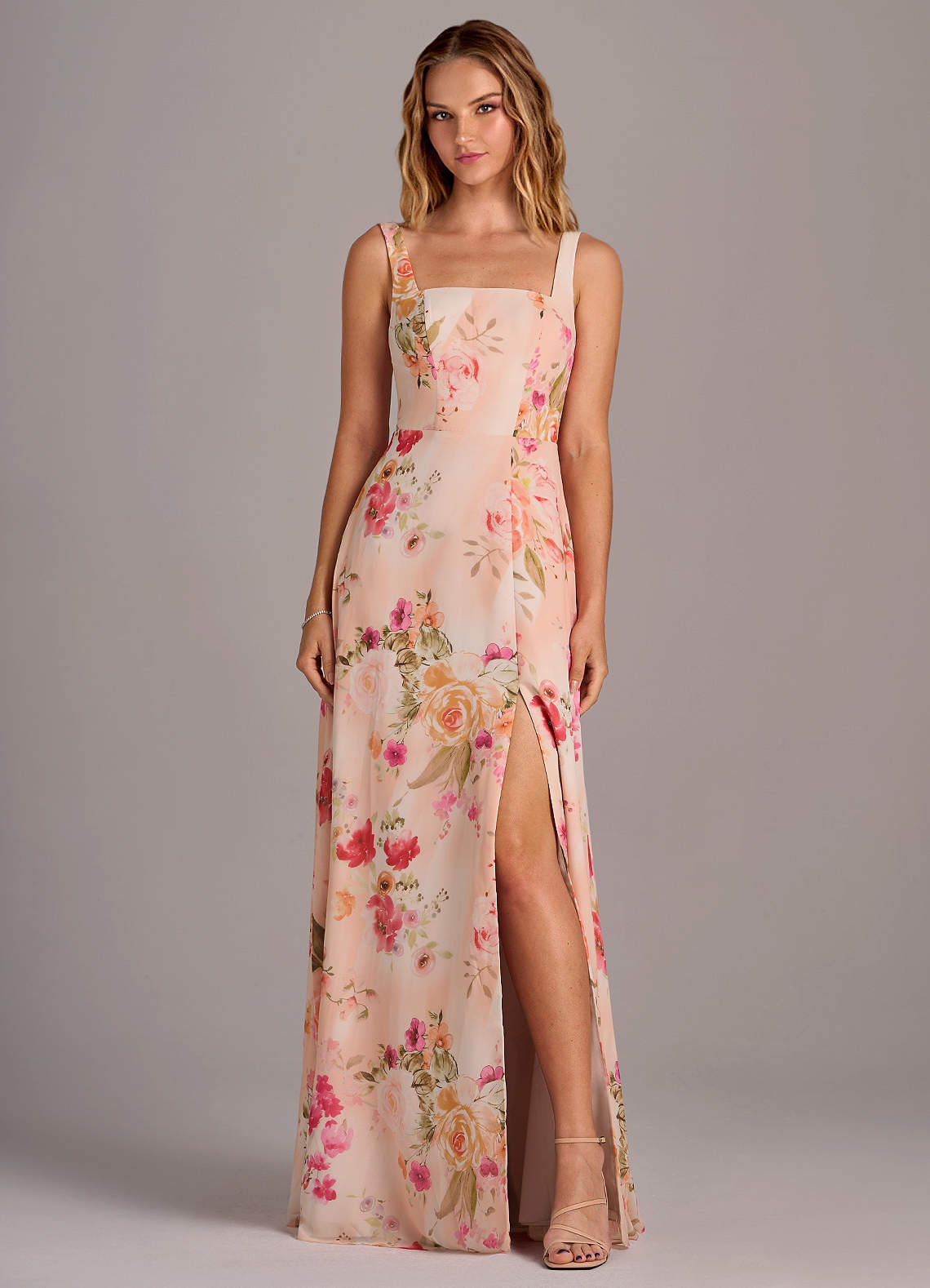 Azazie Debra Bridesmaid Dresses Abstract Bouquet Floral A-Line with Pockets Chiffon Convertible Dress image5