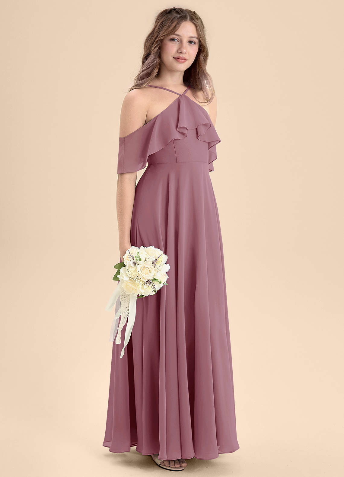 elegant floral dresses for wedding guests Ieena for Mac Duggal - Purple Strapless Floral Brocade A-line Midi Dress