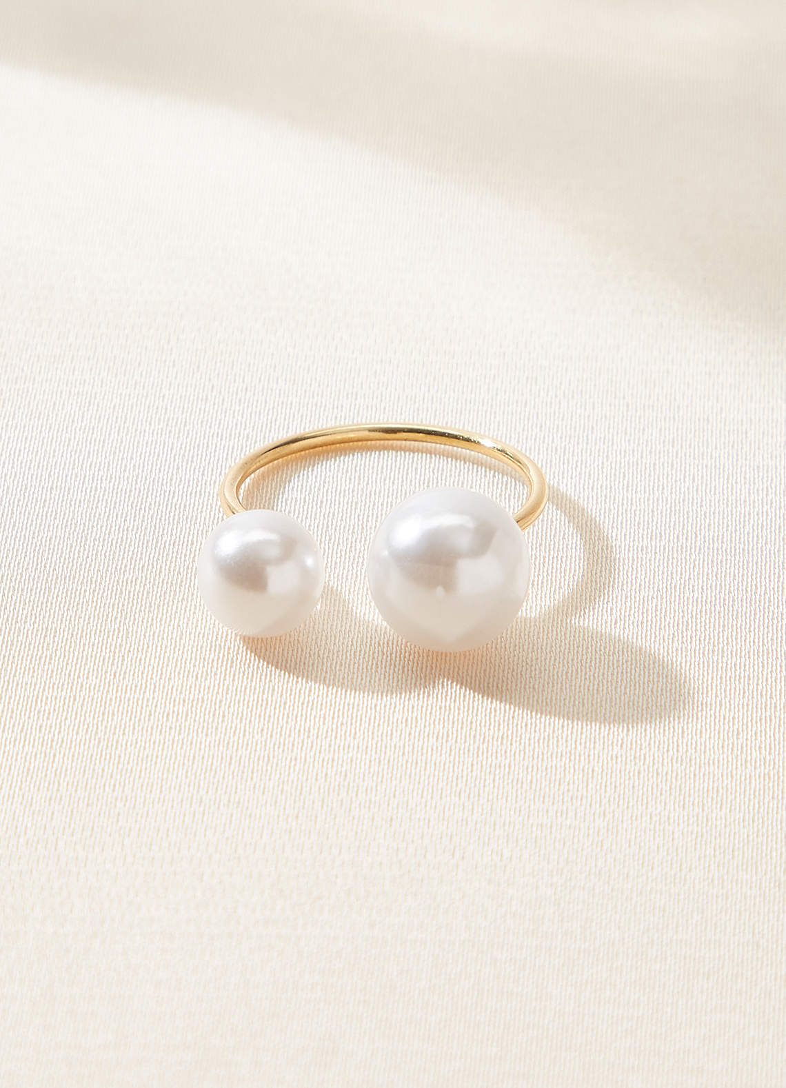 front Double Pearl Open Ring