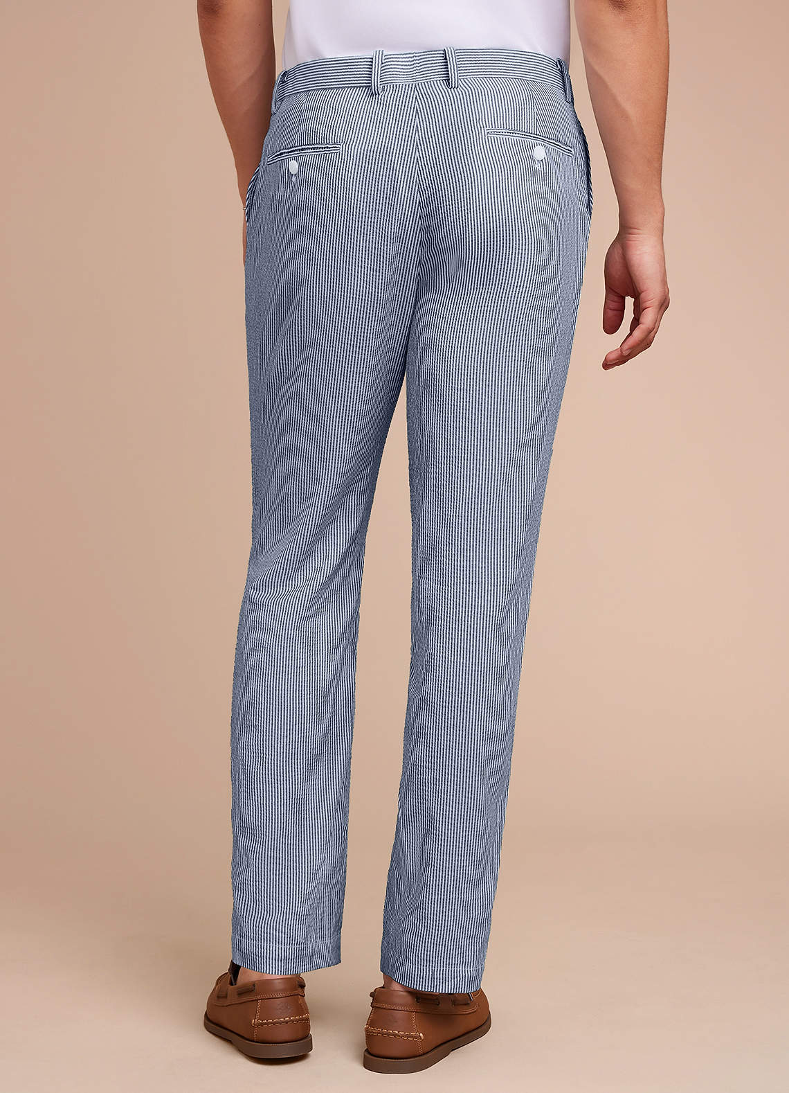 front Gavin Azul Pantalones de vestir de seersucker a rayas