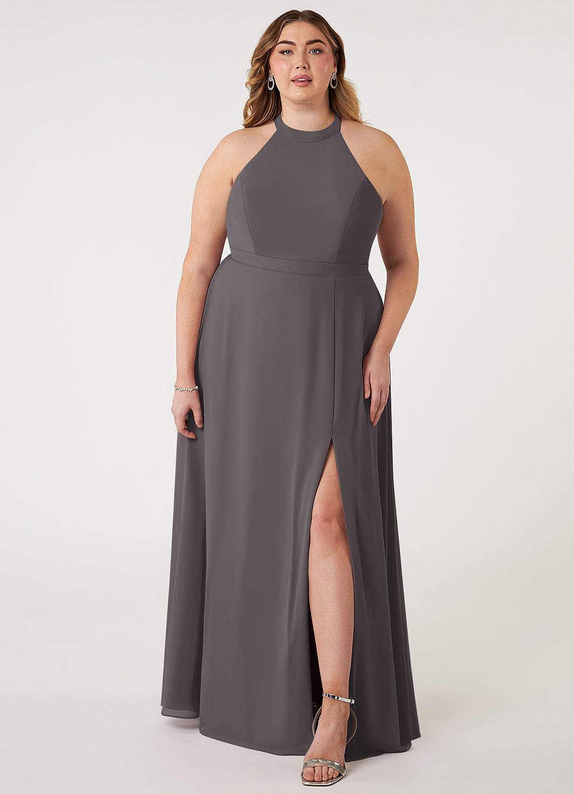 chinese dress ladies Plus Size Floor-Length Mother of The Bride A-Line Dress with 3/4 Sleeves Scoop Neck Bow & Sequins