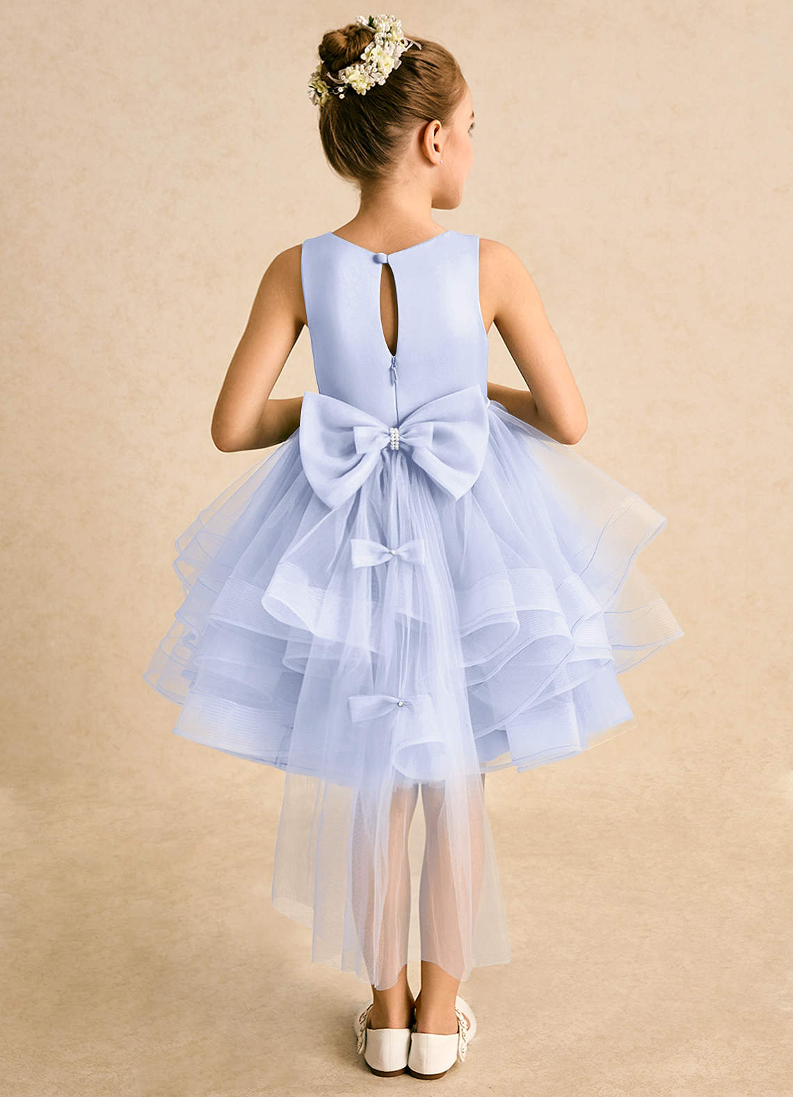 Azazie Tinie Flower Girl Dresses Lavender Ball-Gown Bow Tulle Dress image1