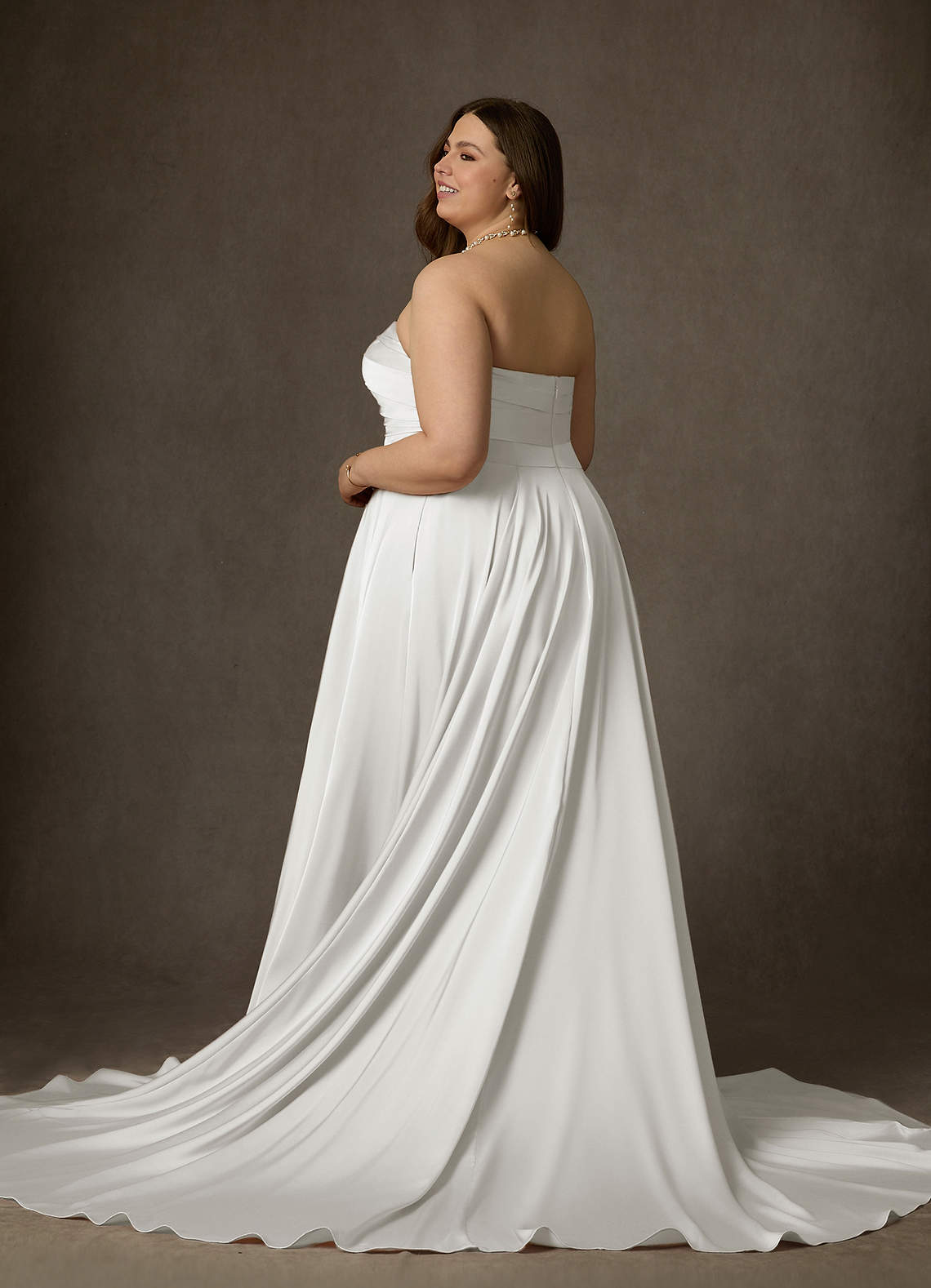 Azazie Alta Wedding Dresses Diamond White A-Line Strapless Stretch Satin Dress image8