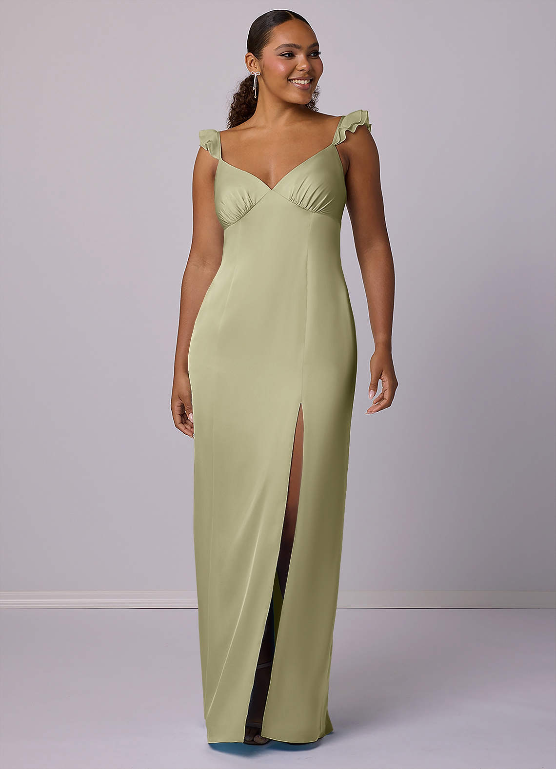 Barbie ♥ Azazie Vente Finale Robe Fourreau en Satin extensible Dusty Blue image7