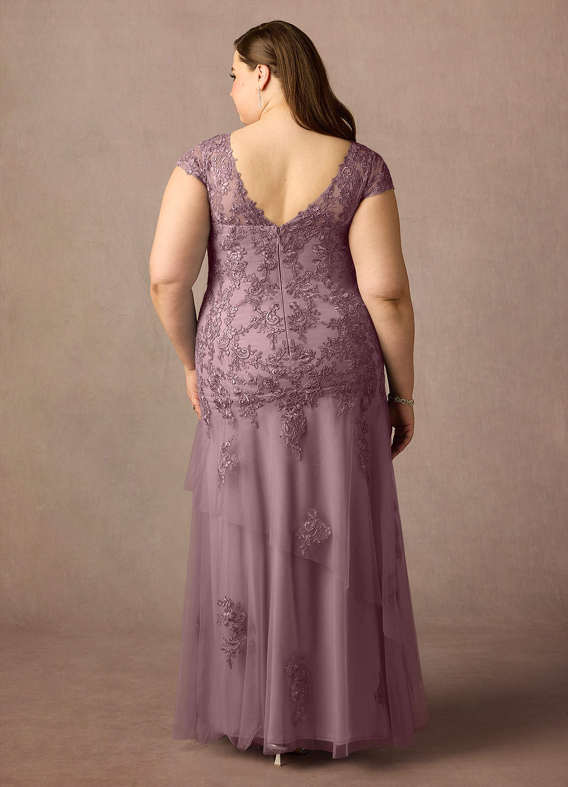 Azazie Romy Final Sale Dusty Rose Mermaid V-Neck Sequins Tulle Dress image7
