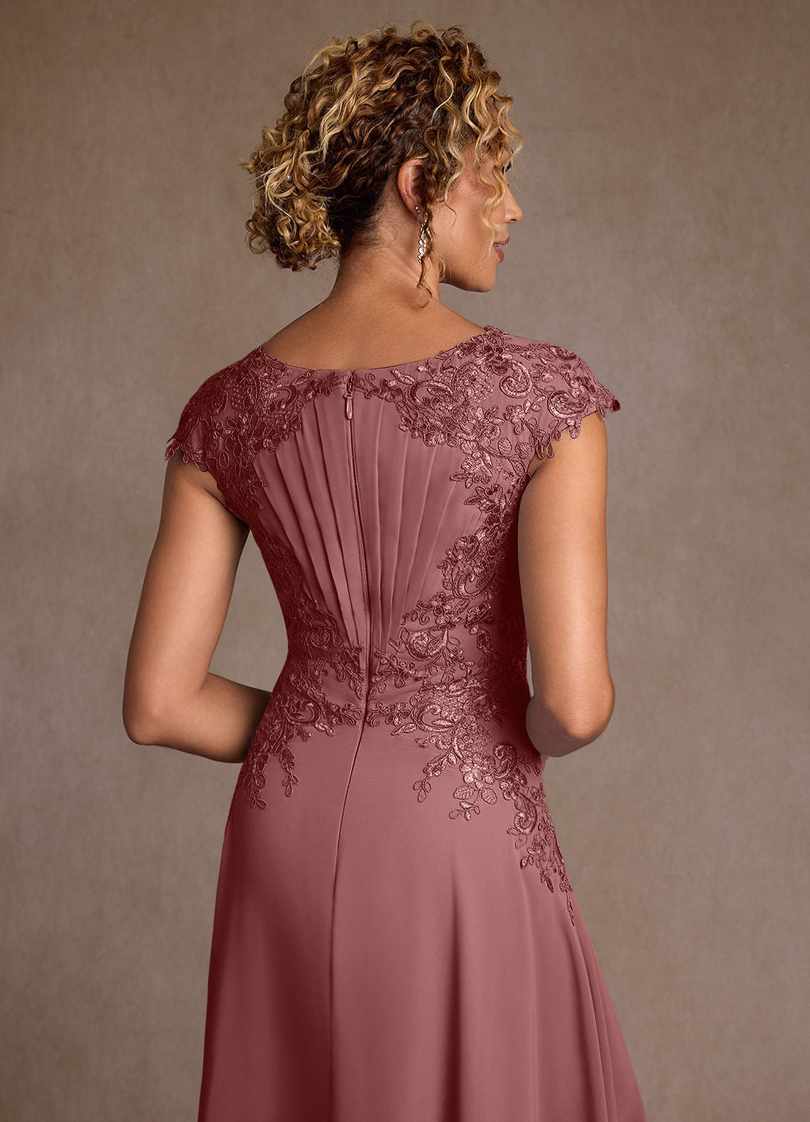 Azazie Christi Mother of the Bride Dresses Desert Rose A-Line Lace Chiffon Dress image5