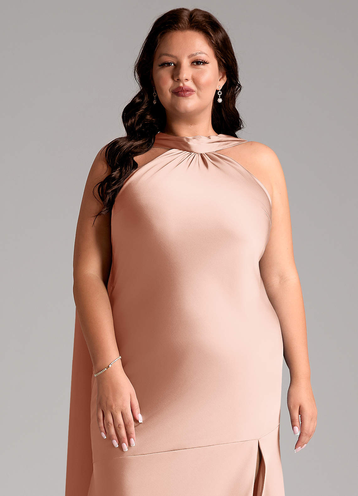 slim fit dress slacks Baltic Born Womens Muse Sequin Maxi Dress | Rose Gold main image 0