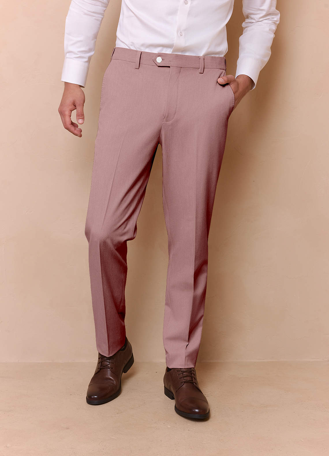 front James Dusty Rose Structured Stretch Dress Pants