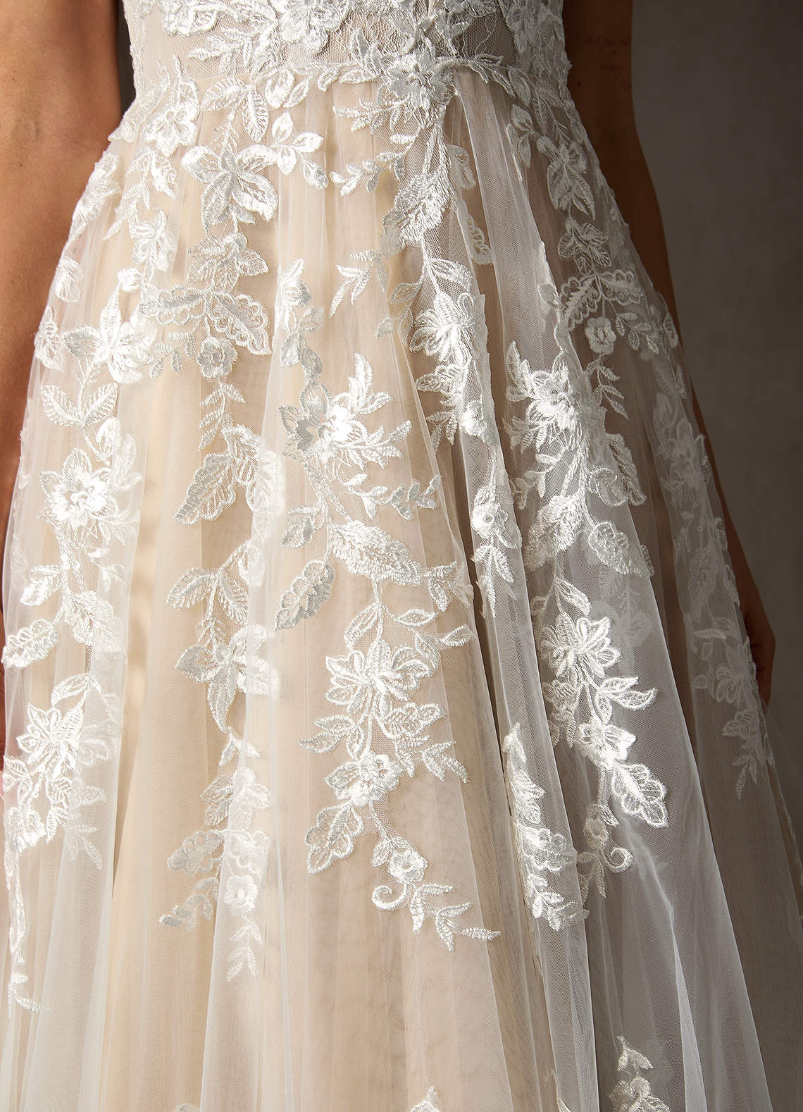 Azazie Sorella Wedding Dresses Diamond White Champagne A-Line V-Neck Sequins Tulle Dress image9