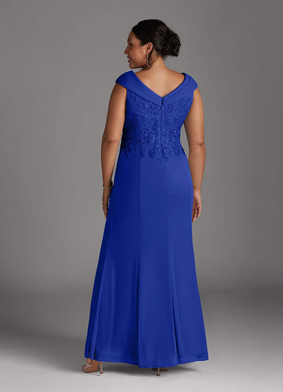 Azazie Calathea Mother of the Bride Dresses Royal Blue A-Line Lace Dress image8