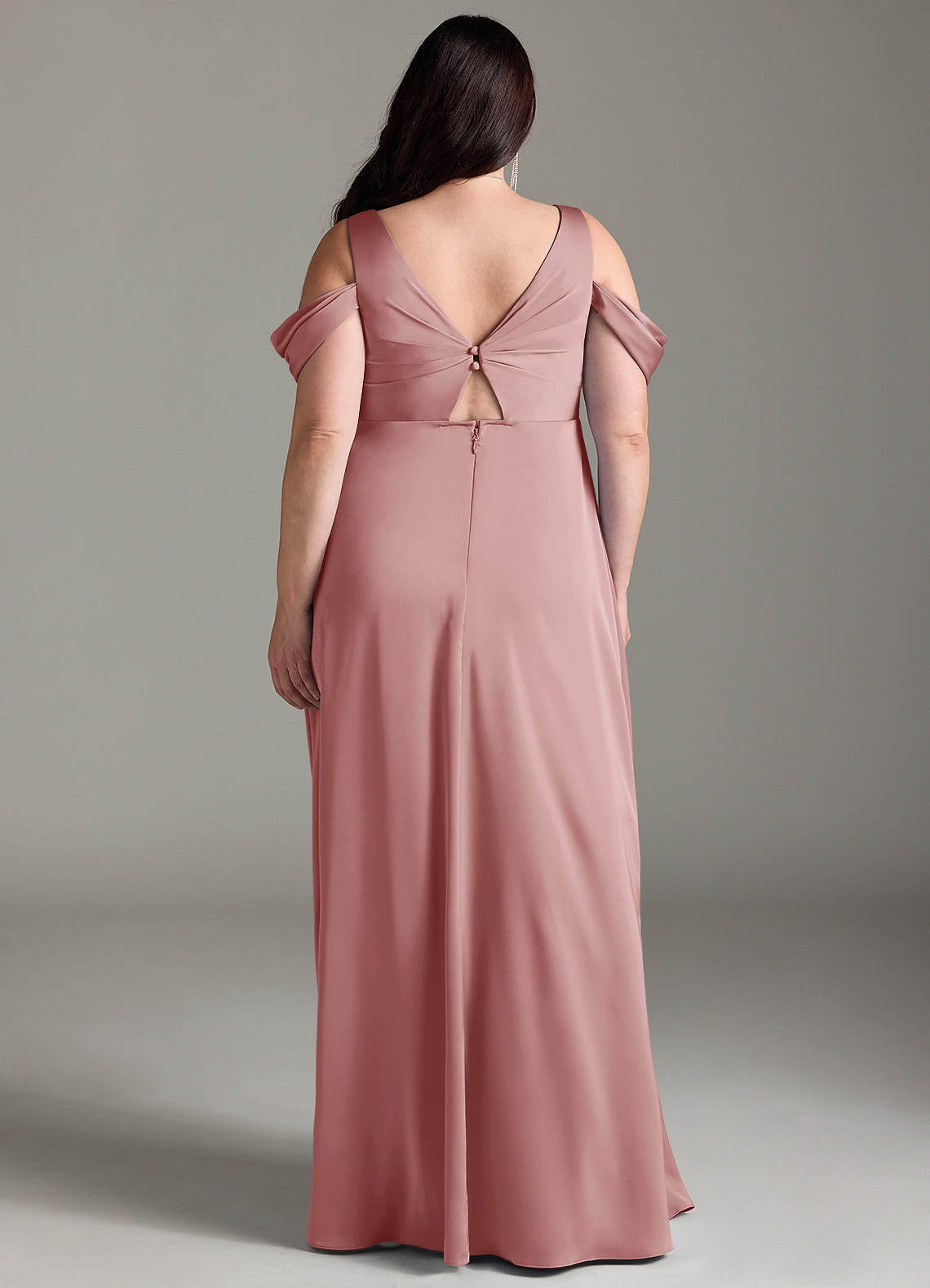 Azazie Rhea Maternity Bridesmaid Dresses A-Line Off-The-Shouler Pleated Stretch Satin Floor-Length Dress image8