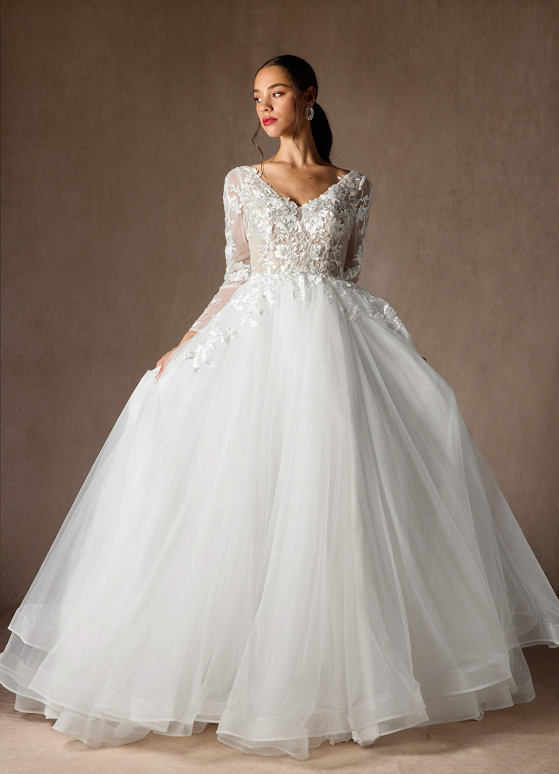Azazie Freya Abiti da Sposa Abito A-Line in Tulle Lustrini Diamante Bianco Nudo image1