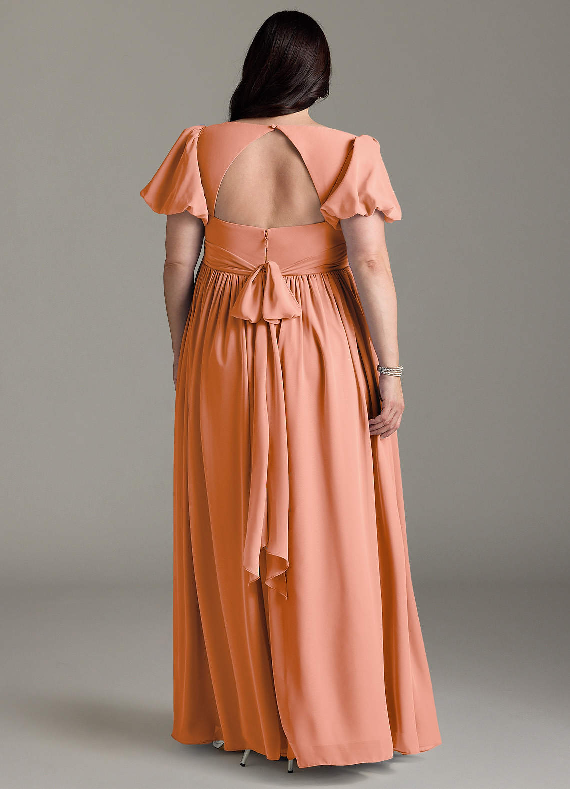 Azazie Madisynn Maternity Bridesmaid Dresses Bow Chiffon Floor-Length Dress image5
