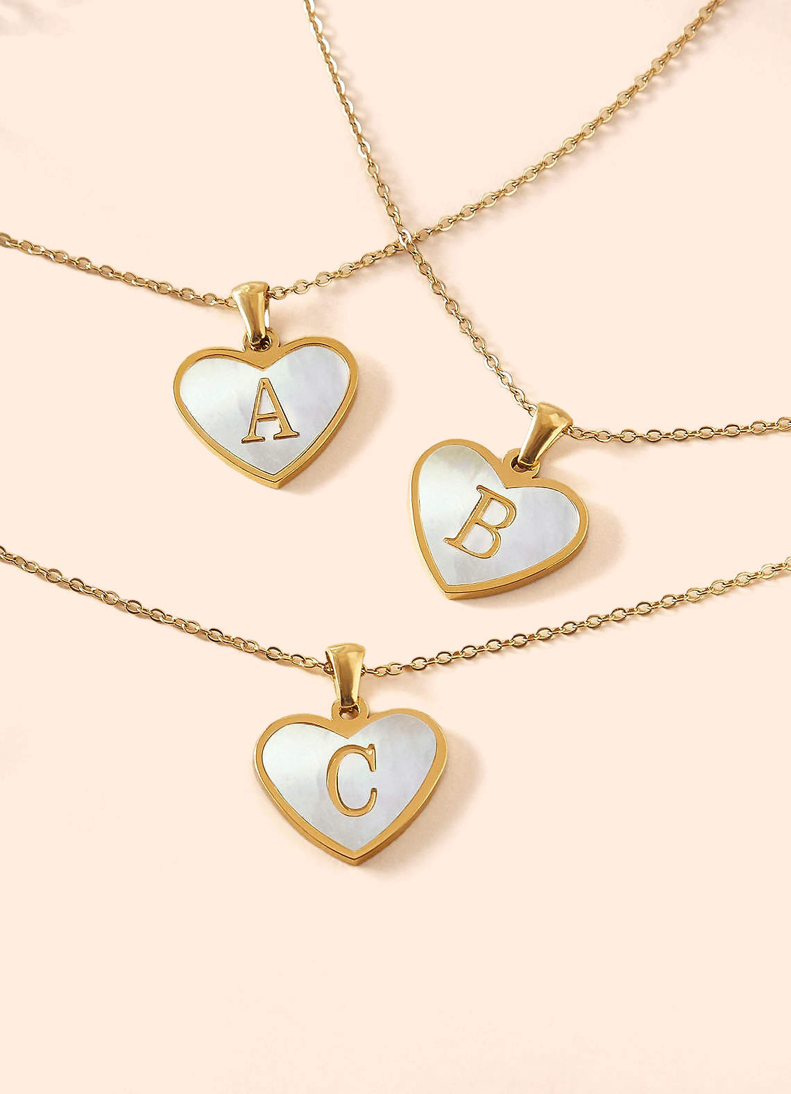 front Monogram Heart Shell Necklace