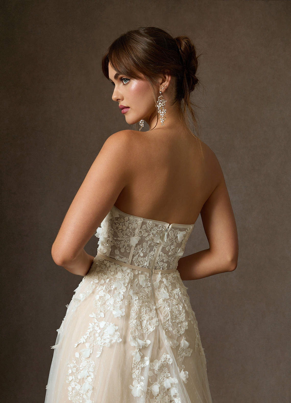 Azazie Wynery Wedding Dresses Diamond White Champagne Ball-Gown Off the Shoulder Lace Dress image11