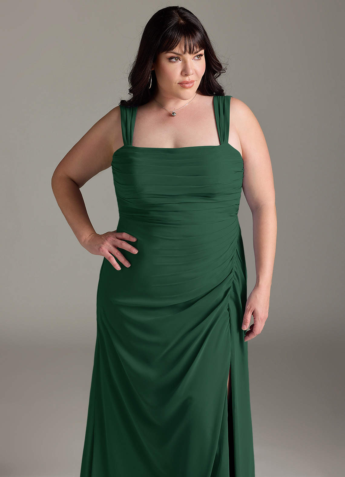 Azazie Jesaphine Bridesmaid Dresses Dark Green Sheath Bow Chiffon Dress image12