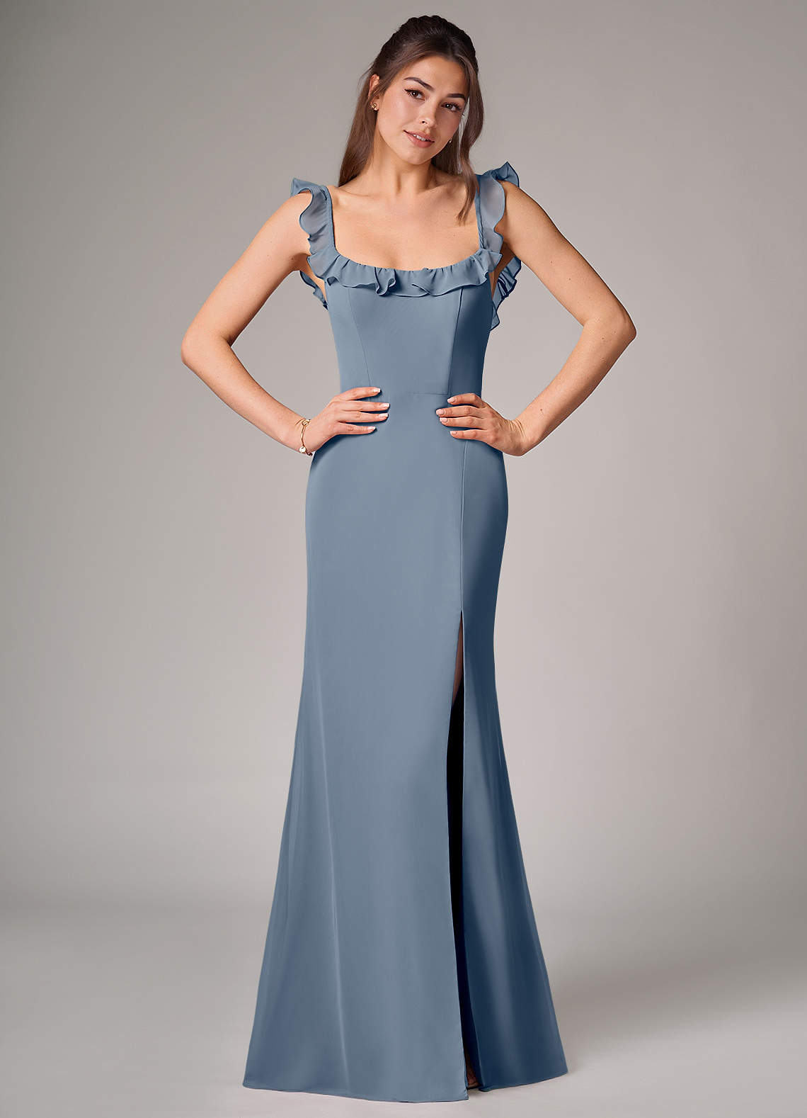 Azazie Callie Bridesmaid Dresses Twilight Mermaid Side Slit Chiffon Convertible Dress image1
