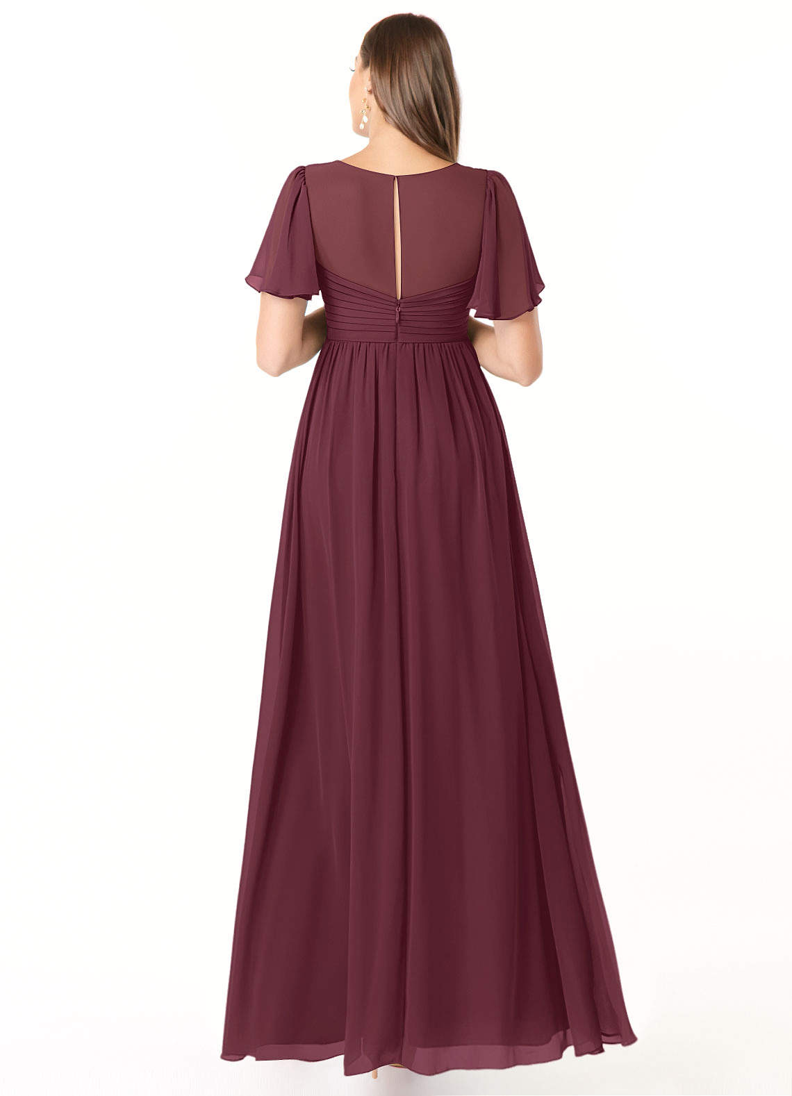 Azazie Verna Maternity Bridesmaid Dresses A-Line V-Neck Ruched Chiffon Floor-Length Dress image1
