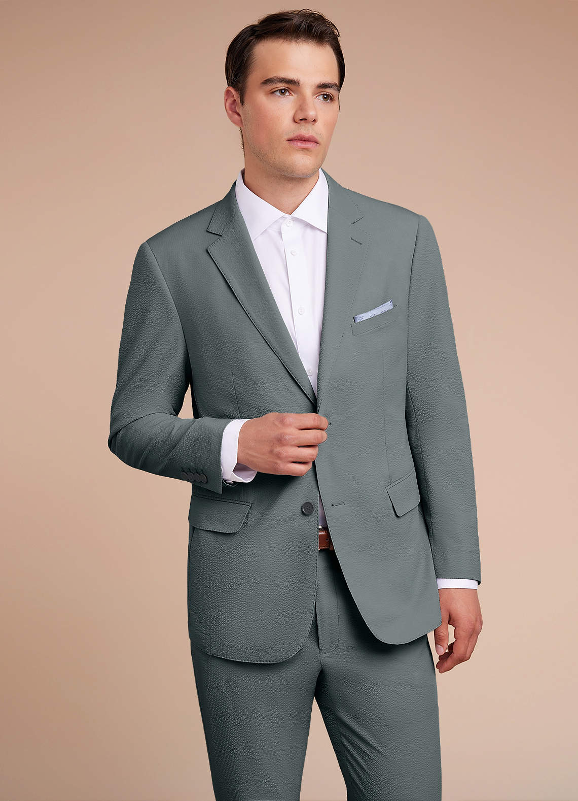 front Miles Grey Seersucker Suit Jacket