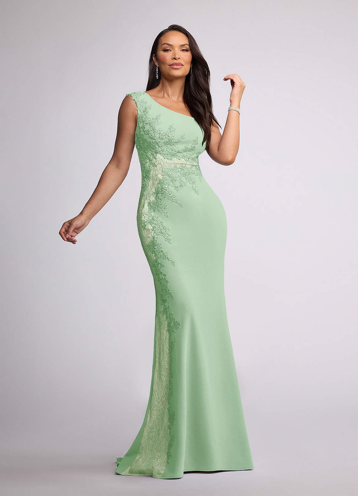 Azazie Juliane Abiti per la Madre della Sposa Abito Sirena in Pizzo Lustrini Verde Salvia image1