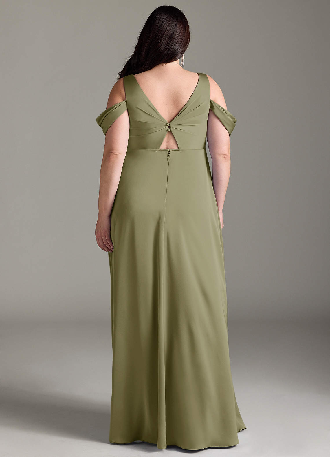 Azazie Rhea Maternity Bridesmaid Dresses A-Line Off-The-Shouler Pleated Stretch Satin Floor-Length Dress image8