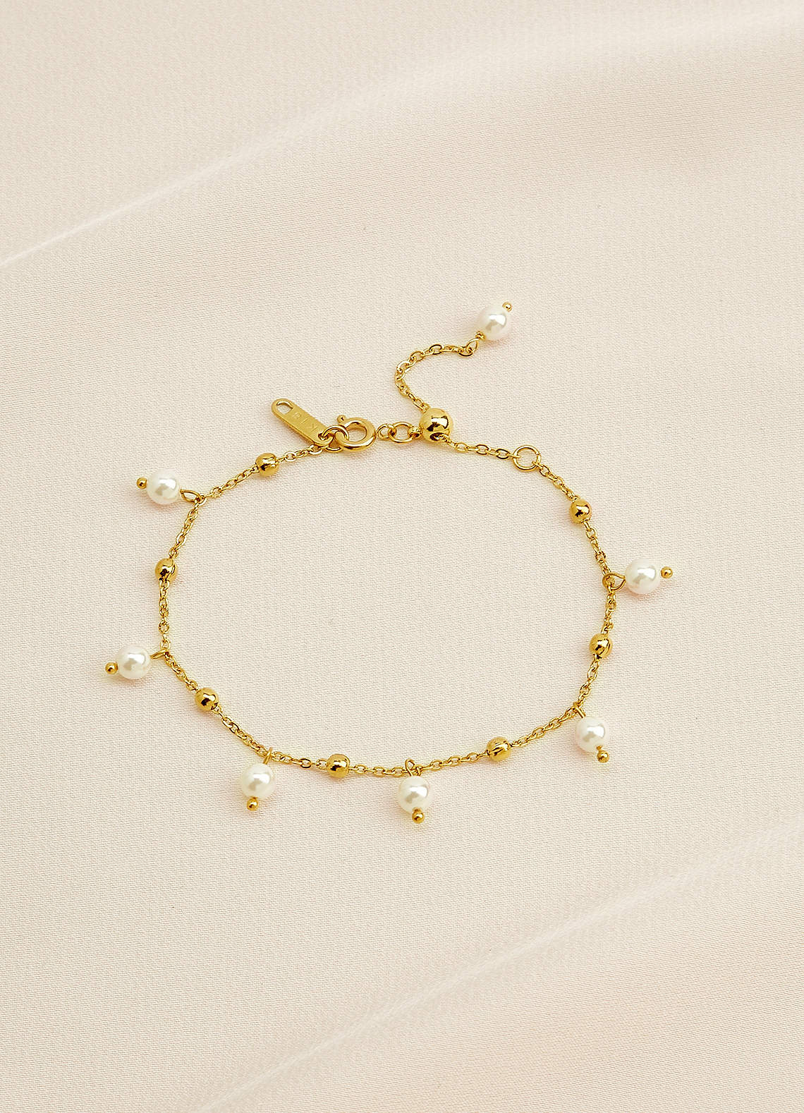 front Pearl Bead Chain Bracelet
