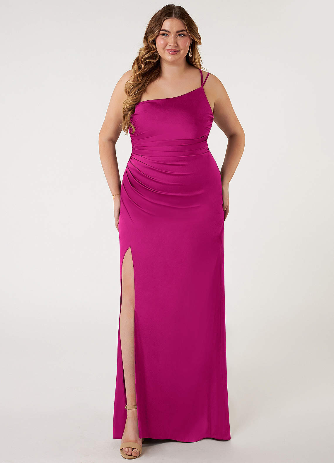 Azazie Eren Stretch Satin Dress Fuchsia Bridesmaid Dresses | Azazie