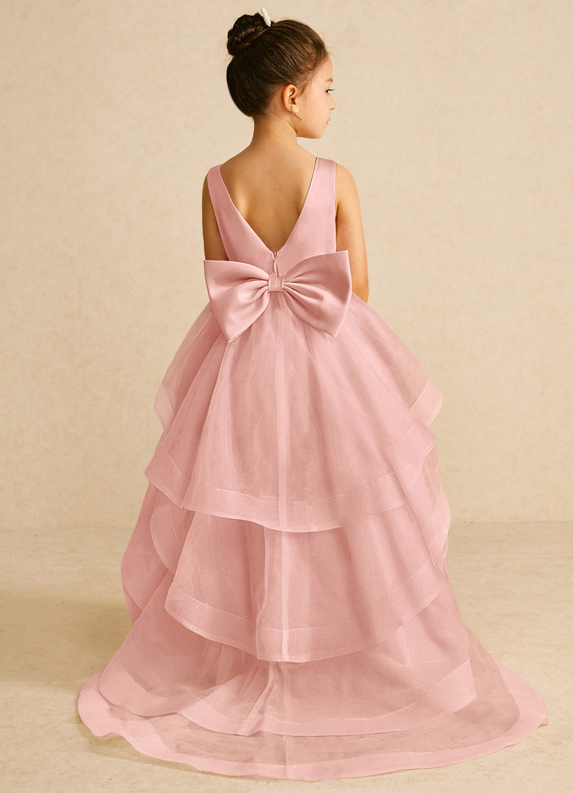 Azazie Pumpkin Flower Girl Dresses Rosette A-Line Convertible Tulle Dress image1