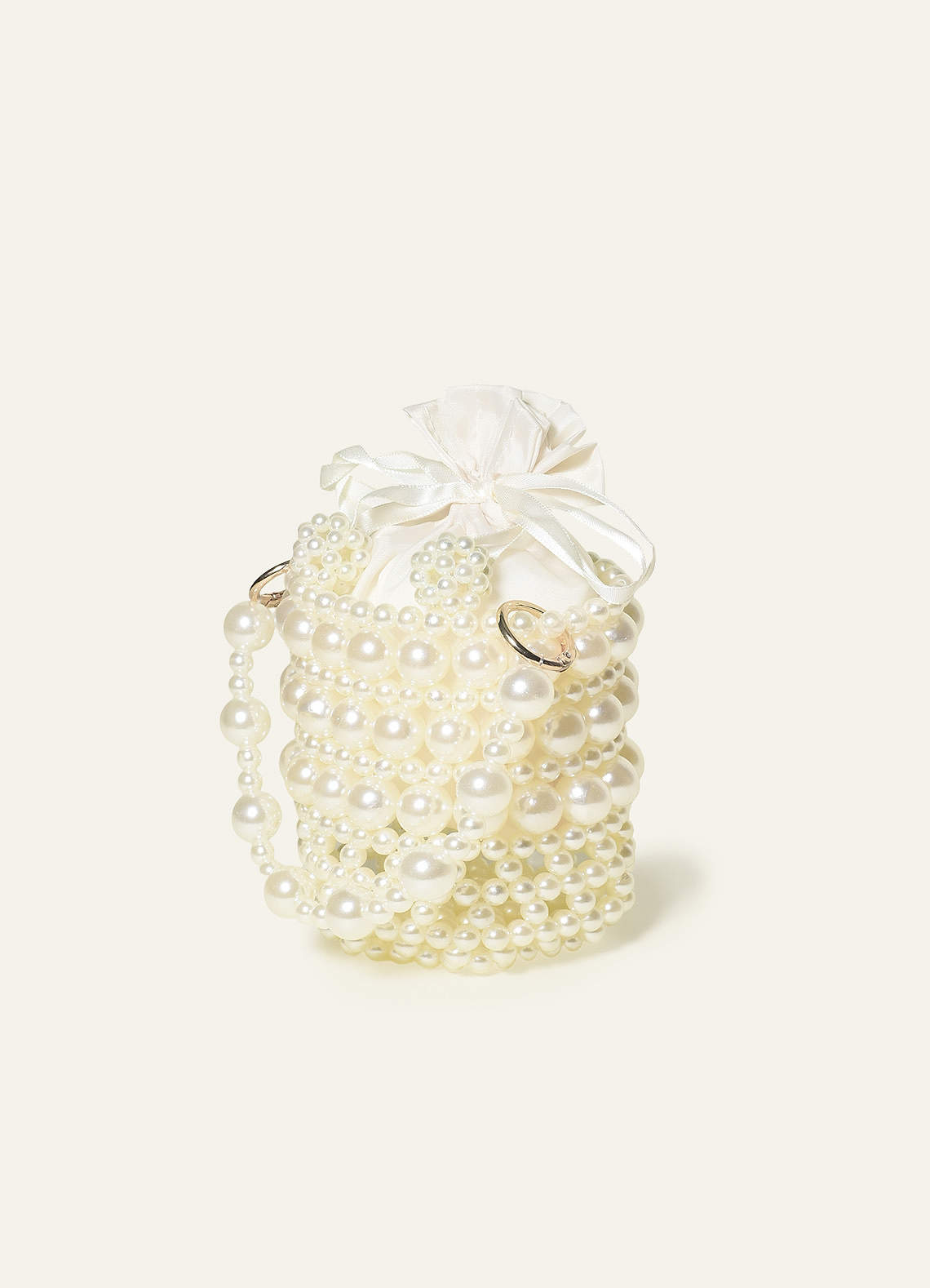 front Pearl Bucket Bag with Dual Detachable Straps