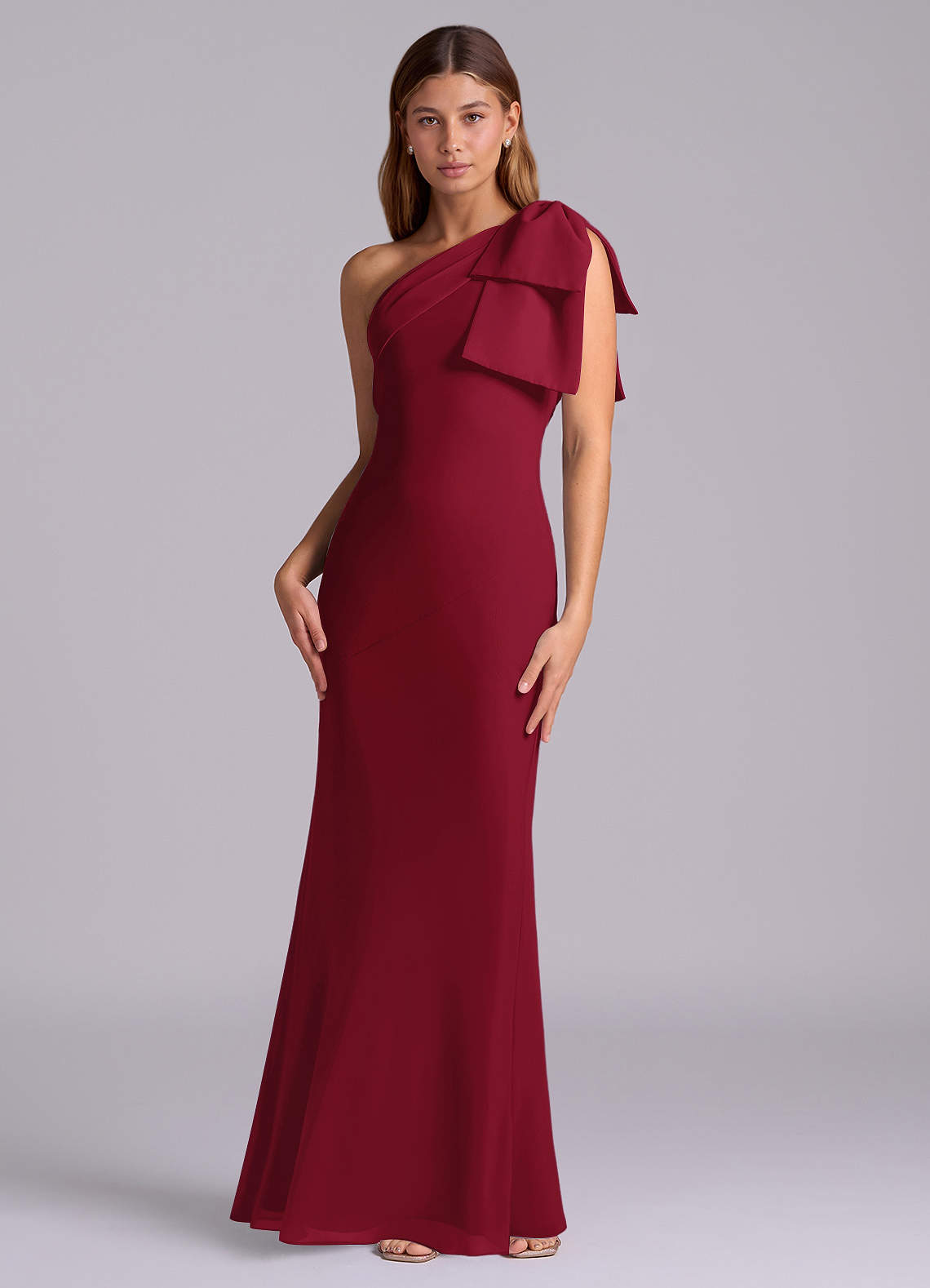 burgundy mermaid bridesmaid dresses One Shoulder Satin Pleats Burgundy Mermaid Bridesmaid Dress QB3103 US4 / Custom Color