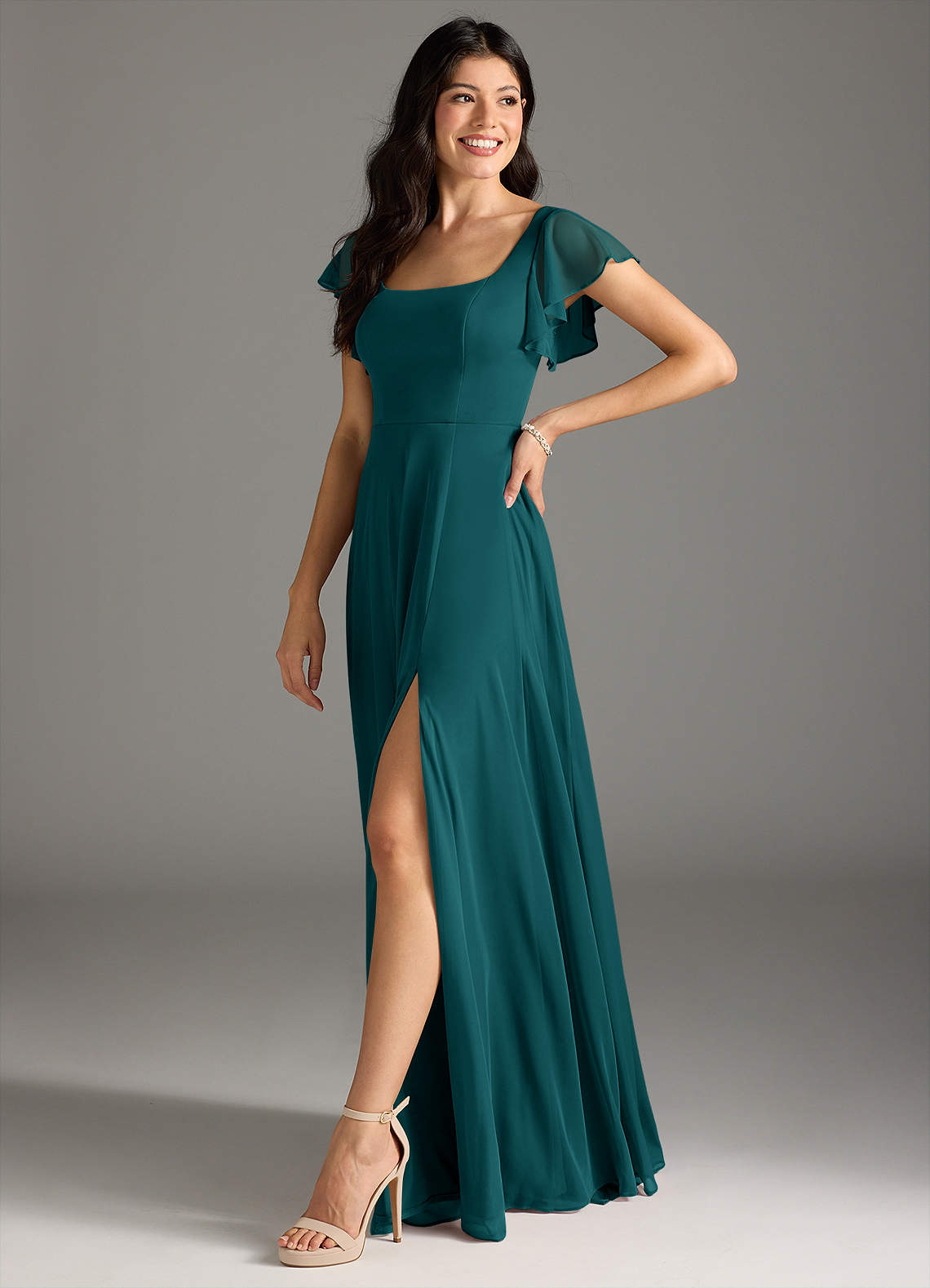 knee length dresses for ladies Tiered High Low Mesh Dress main image 0