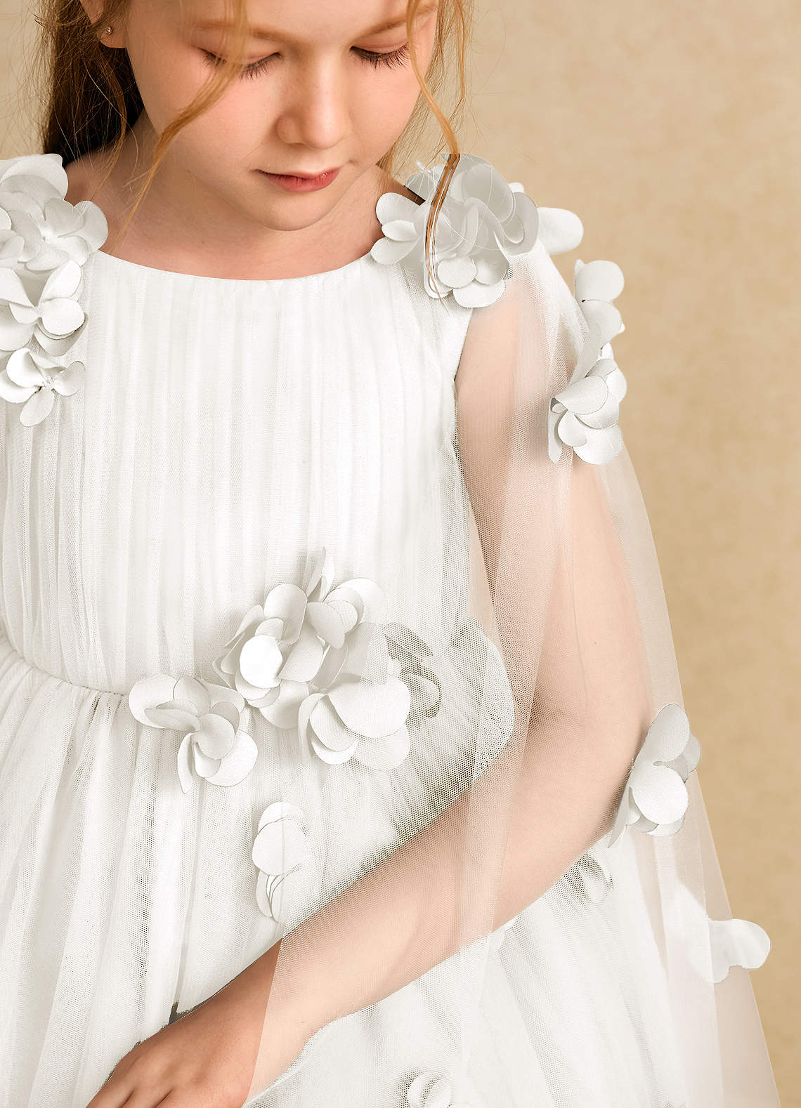 Azazie Staria Flower Girl Dresses Ivory Ball-Gown Ruched Tulle Dress image9