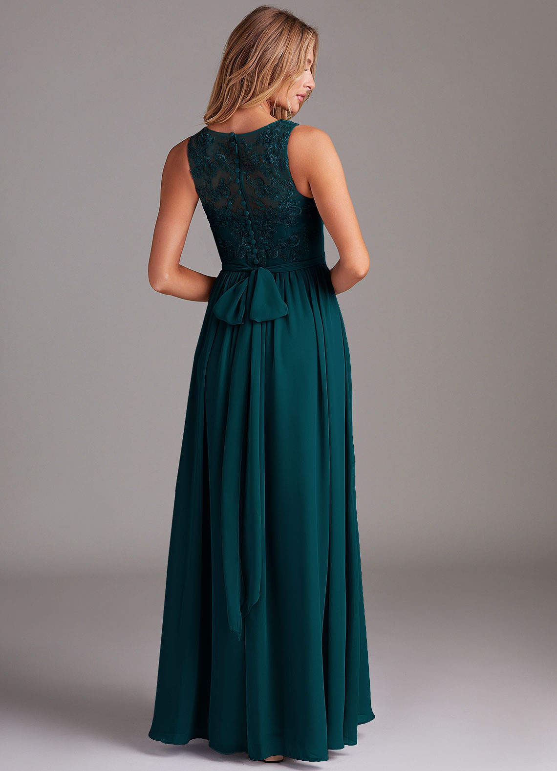 Azazie Kingsley Bridesmaid Dresses Pine A-Line Lace Chiffon Dress image1